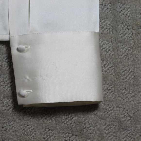 Vintage 90s Madison Size 6 Shiny Cream Ruffle Collar Blouse - Picture 4 of 6